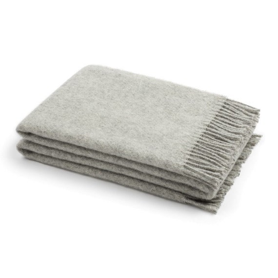 Grey wool blanket Pure Wool throw blanket Organic by CottonMood