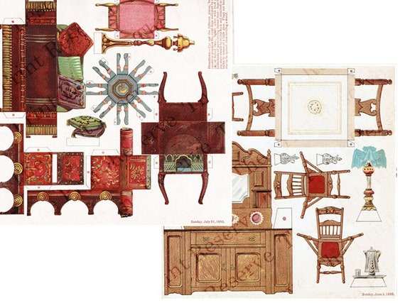 Printable Paper Doll House Furniture 5 Pages 1895 Reproduction Antique ...