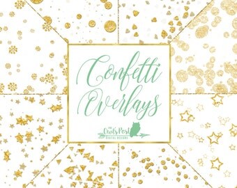 Gold Foil Confetti Clipart Overlays | Gold Photo Overlays | Confetti Clipart | Gold Confetti | Gold Foil Photo Overlays | Set of 8 PNG Files