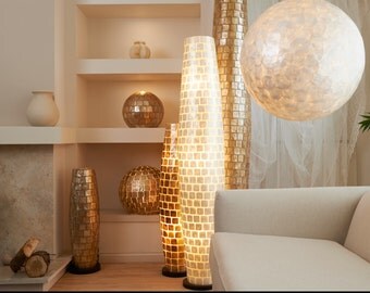 Coastal Chic Floor Lamp - Mother of Pearl Squares