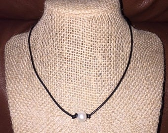 Leather Pearl Necklace