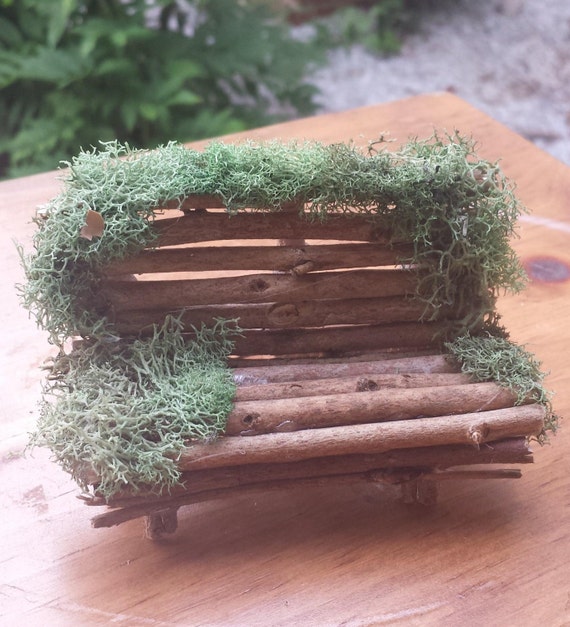 Handmade Woodland Fairy Twig & Moss Park Bench