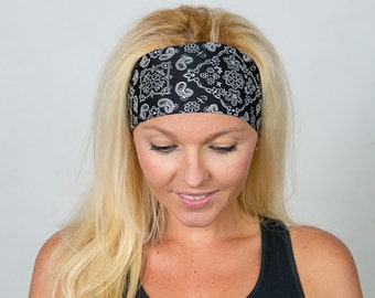 Yoga Headband Black Workout Headband Running Headband Fitness Headband Bandana Headband Fashion Headband Women Head Wrap Wide Headband