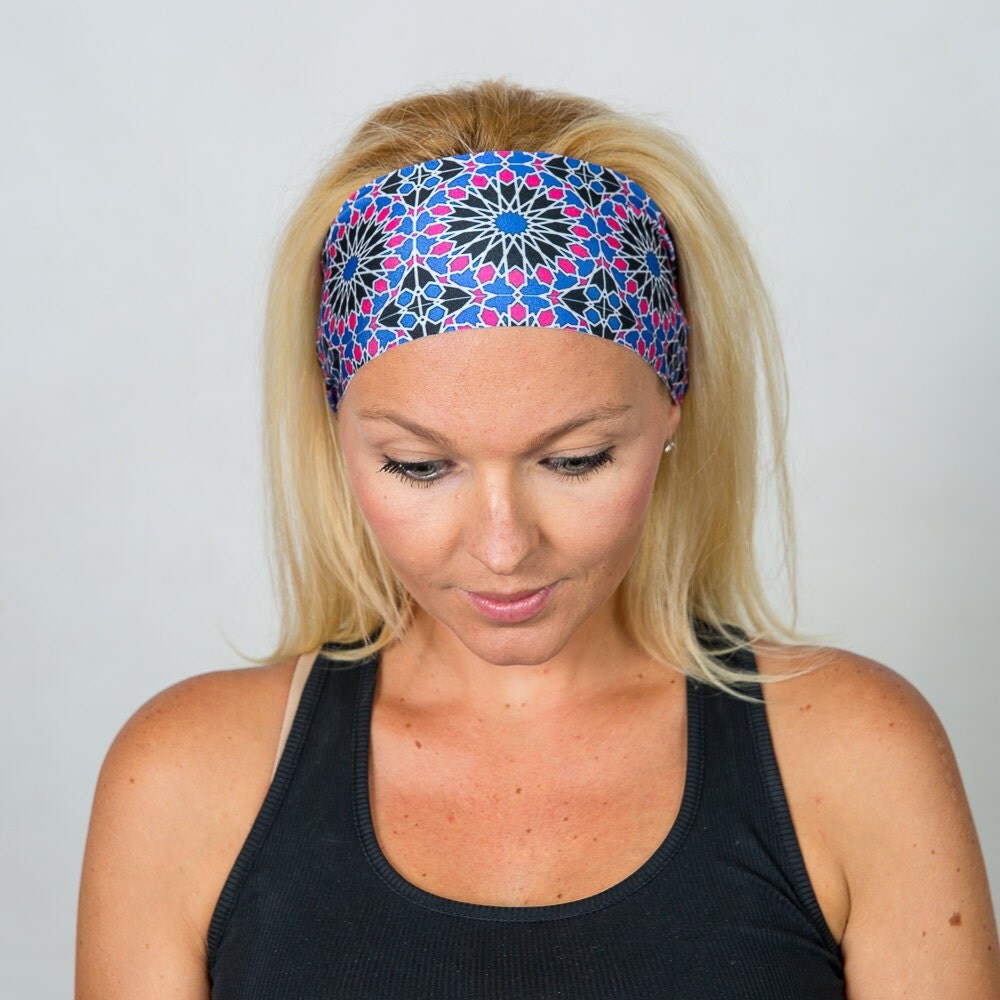 Yoga Headband Running Headband Blue Boho Headband Workout