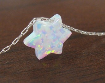 Star of David necklace, opal necklace, silver necklace, Jewish necklace, Jewish jewelry, opal jewelry, sterling, Star of David, maguen