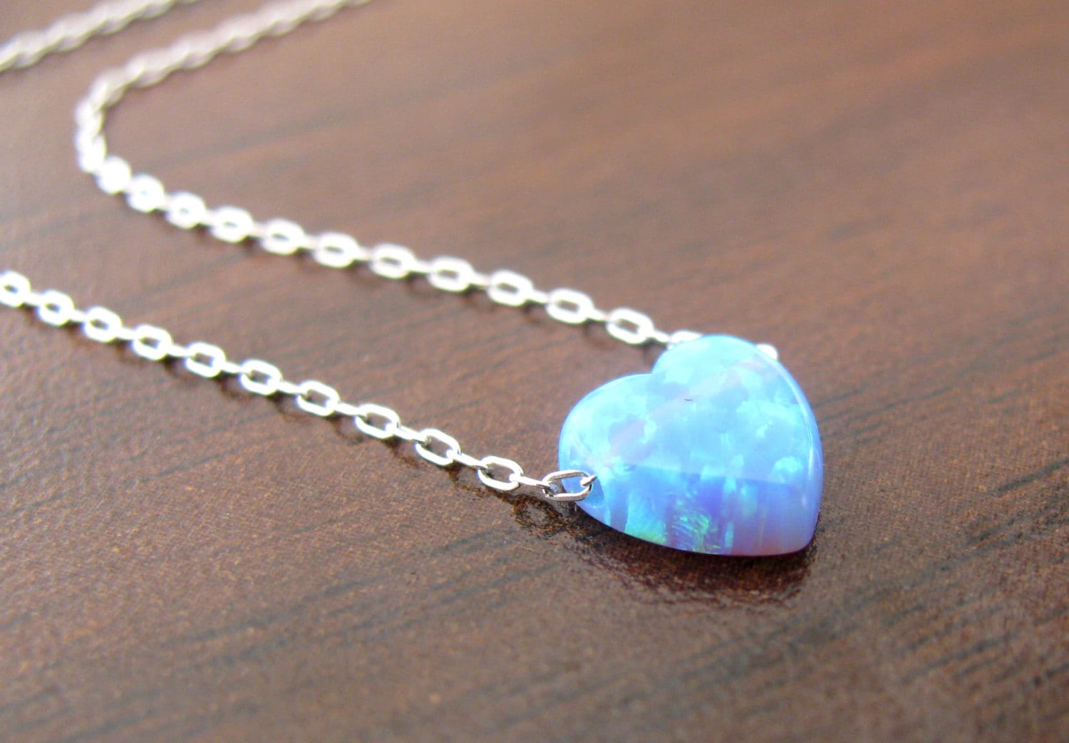 Opal heart necklace heart necklace silver necklace opal