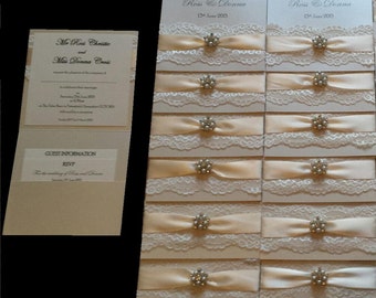 Rustic Romance Wallet / Postcard Wedding Invitation