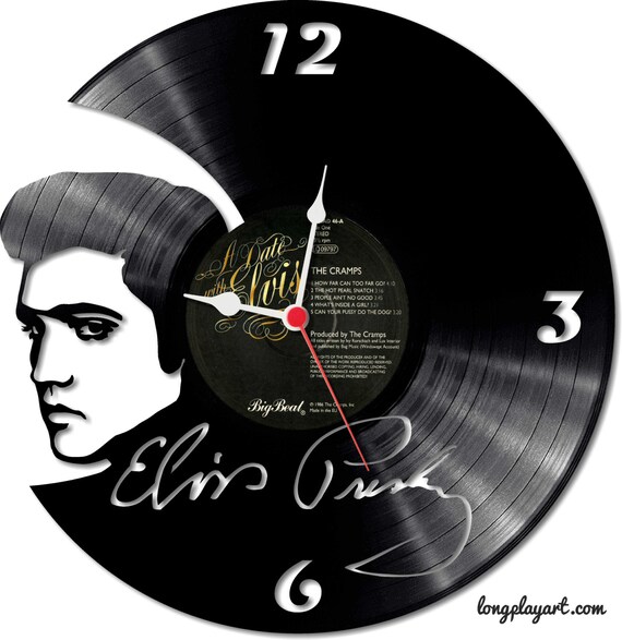 Clock Vinyl Record Elvis Presley Design by LongPlayArt on Etsy