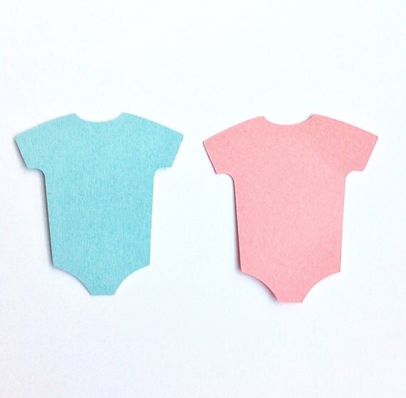 Pink and Blue Baby Onesie Gender Reveal Baby by CraftyPaperParty
