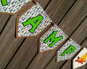 Camping Birthday Banner, Camp Name Banner,Camping Decorations,Camping Birthday Decorations,Glamping Birthday, Camp Sign,Lumberjack Birthday