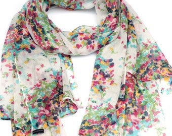 Floral scarf, Floral summer scarf, Summer scarf, 2017 summer scarves