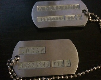 Wolverine X-Men James Logan Army Military Dog Tag and Chains x2