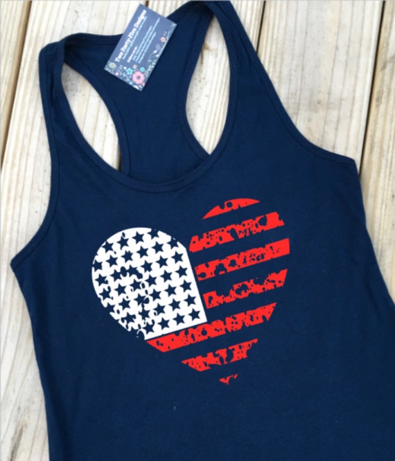 4th of July Tank Top, American Flag Shirt, Womens Running Shirt, Red white and blue, Fourth of July Shirt,  Running Tank, Size S-2XL