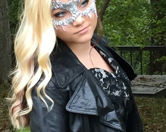 Ice queen mask, masquerade mask, icicle mask, frozen mask, handmade mask, unique mask