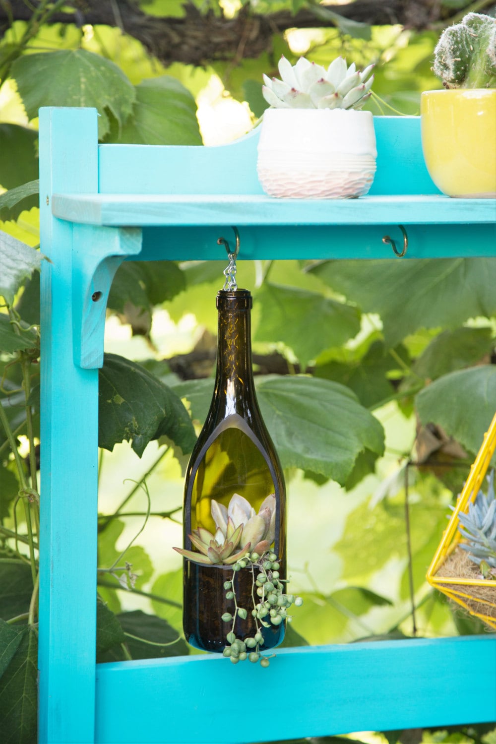 SALE Hanging Wine Bottle Planter / Hanging by
