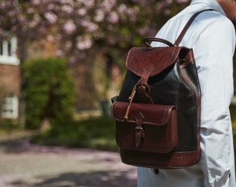 Rudy leather rucksack/ backpack in two tone leather