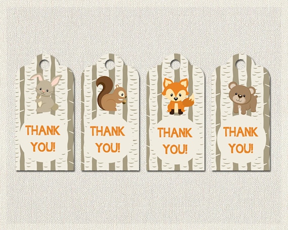 Baby Shower Woodland Thank You Favor Tags Woodland Shower