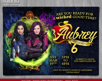 Descendants Invitation - Disney Descendants Invite - Descendants Birthday Invitation - Disney Descendants Birthday Party