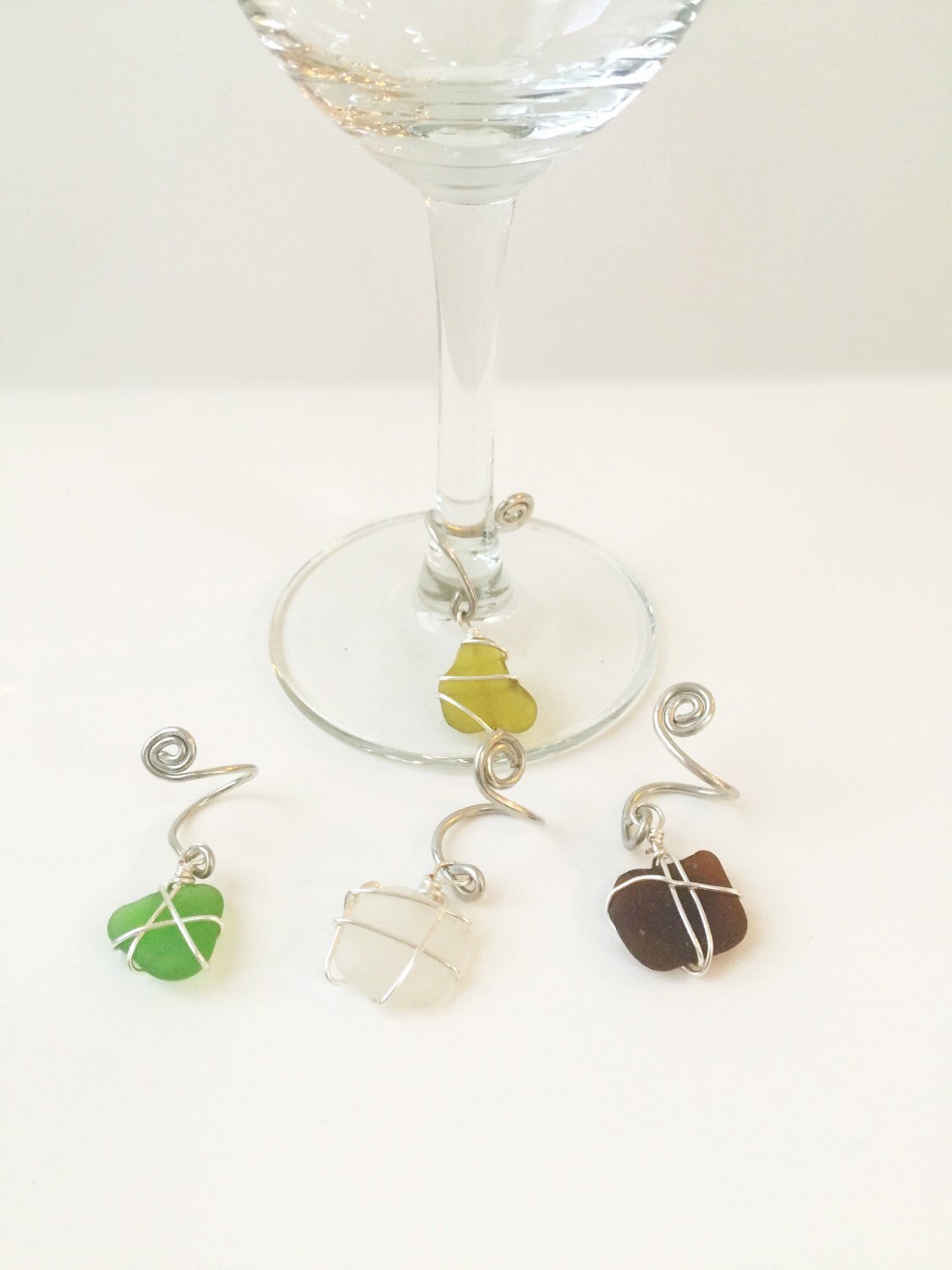 Sea Glass Wine Charm Wine Glass Charms by SeaGlassandSunsets