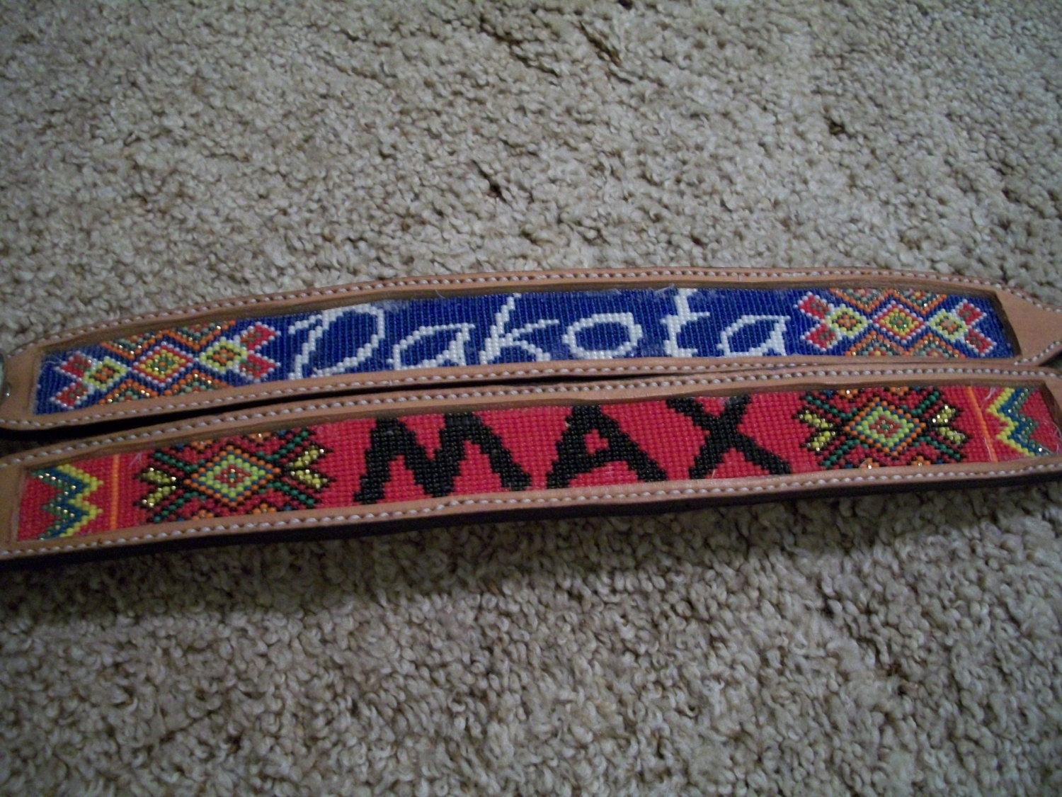 Beaded Dog Collars Western Native American Inlay Custom