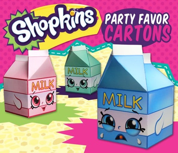 Shopkins Party Theme Spilt Milk Carton Favors 7 By Ohwowdesign