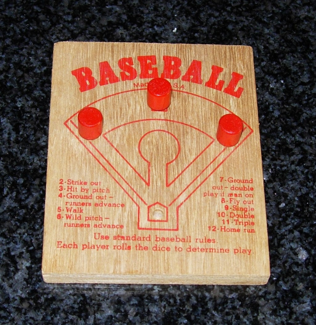 baseball peg board dice game vintage 1960s baseball dice