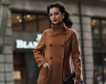 Modern Casual Wool Blend Trench Coat for Fall / Winter