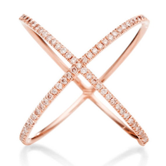 Criss Cross Ring Rose Gold Ring X Ring Solid Sterling Ring 925