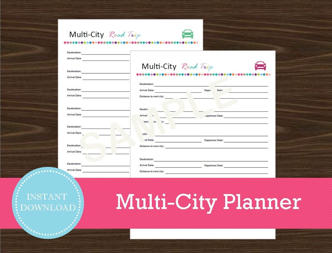 Multi-City Road Trip Planner Vacation Planner Printable