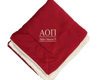 Alpha Omicron Pi Micro Sherpa Throw, Alpha Omicron Pi Blanket, Aoii Cashmere Like Blanket, AOii Throw, Alpha Omicron Pi Soft Comfy Blanket