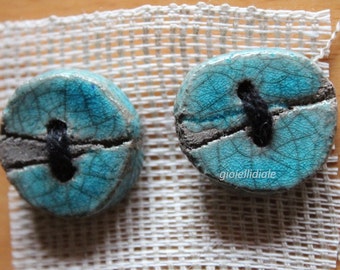 Raku ceramic buttons turquoise