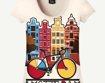 Amsterdam T-shirt, Amsterdam Shirt, Bicycle T-shirt, Bicycle Shirt, Women's T-shirt, Women's Shirt