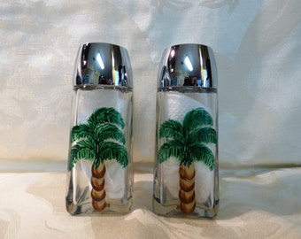 Palm Tree Hand Painted Salt & Pepper Shaker Set