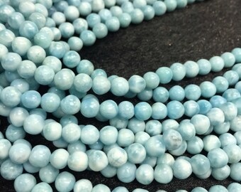 Genuine Larimar Round 5mm size, AAAA top quality Larimar Beads- Length 40cm-