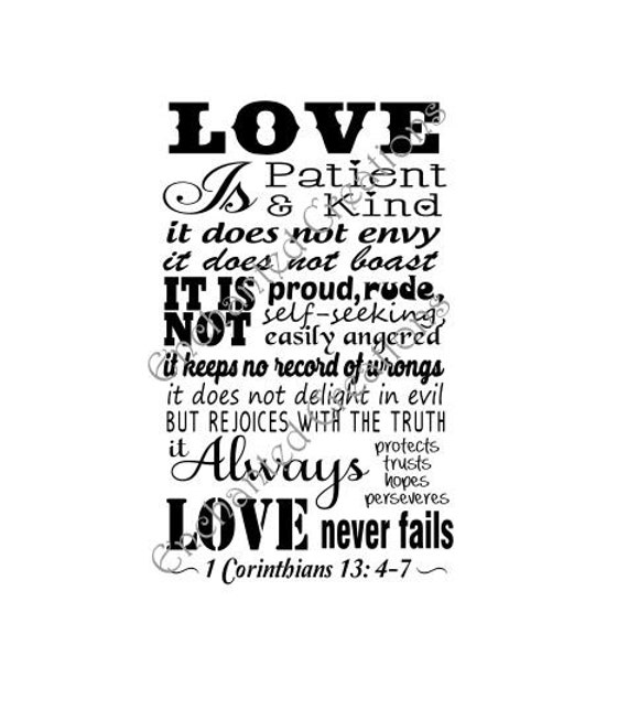 Download SVG file Love is Patient 1 Corinthians 13: 4-7