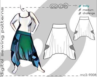Easy-Drape Harem Pants (sizes S-M-L-XL-2XL-3XL-4XL-5XL) Digital PDF Sewing Pattern for Women >mc2patterns< mc2-9008