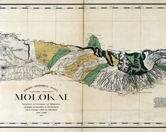 1897 Map of Molokai Hawaii