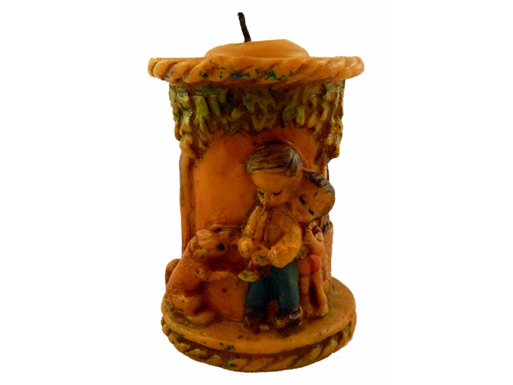 Vintage Hand Carved Painted German Decorative Candle by