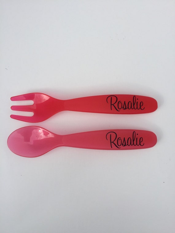 Custom personalized fork and spoon set toddler by succulentsugar