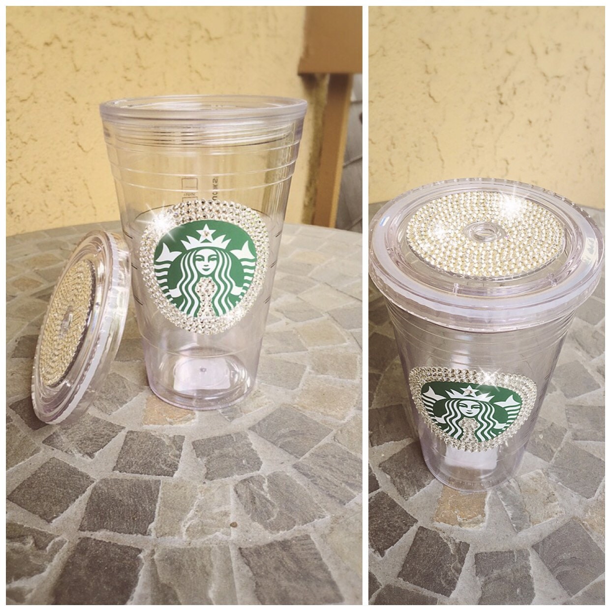 Starbucks 16oz Cold Cup w/Swarovski Crystals and by BdotLiz