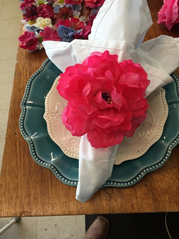 Pink Mixed Floral Napkin Rings