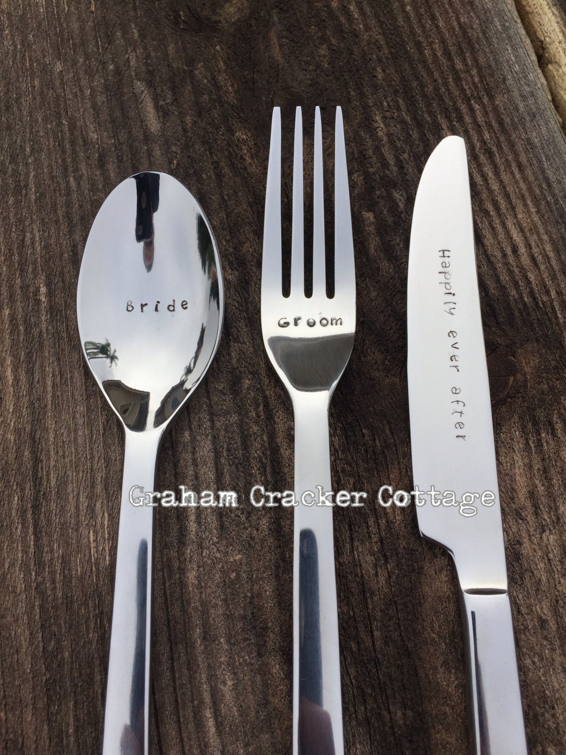 Personalized Fork and Spoon and Knife/ Custom / Hand Stamped