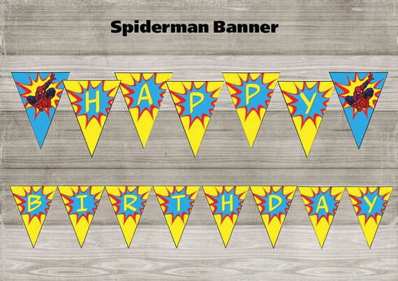 Instand DL Spiderman Birthday Banner Printable Printable