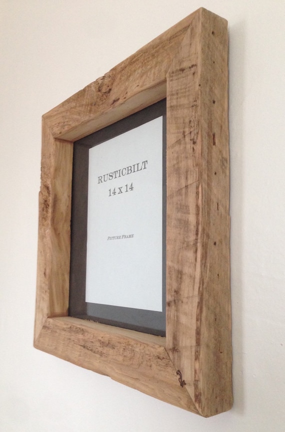 14 x 14 Reclaimed Wood Picture Frame Square by RusticbiltDecor
