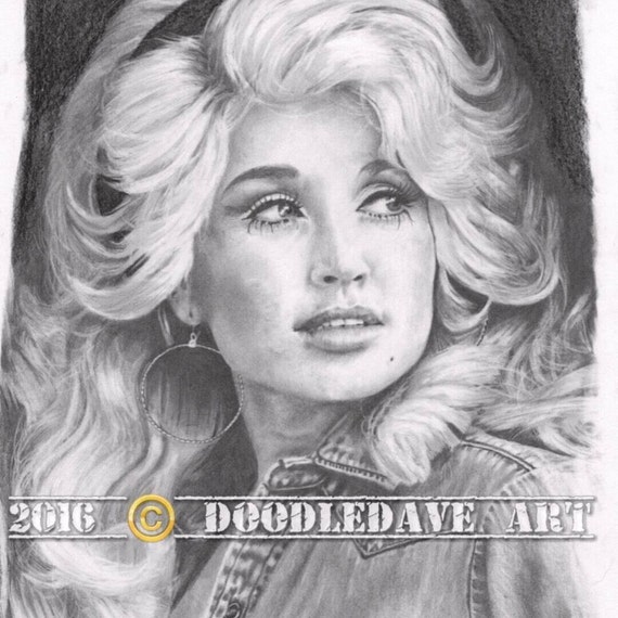 Artist drawing Dolly Parton with charcoal and pencil by DoodleDave