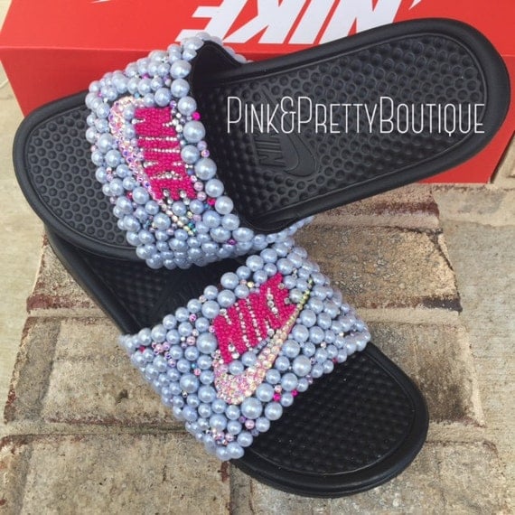 sparkly nike slides