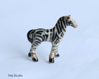 miniature zebra ceramic, terrarium decor