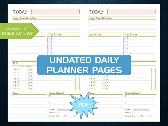 Items similar to Undated Daily Pages/Planner ARC CIRCA refill printable ...