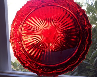 Ruby Red Cape Cod Plate by Avon