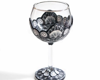 Polymer Clay Wine Glass, OOAK Decorated Wine Glass, Birthday Gift for him, Wine Chalice, Gift Ideas for Men, Strong Glass